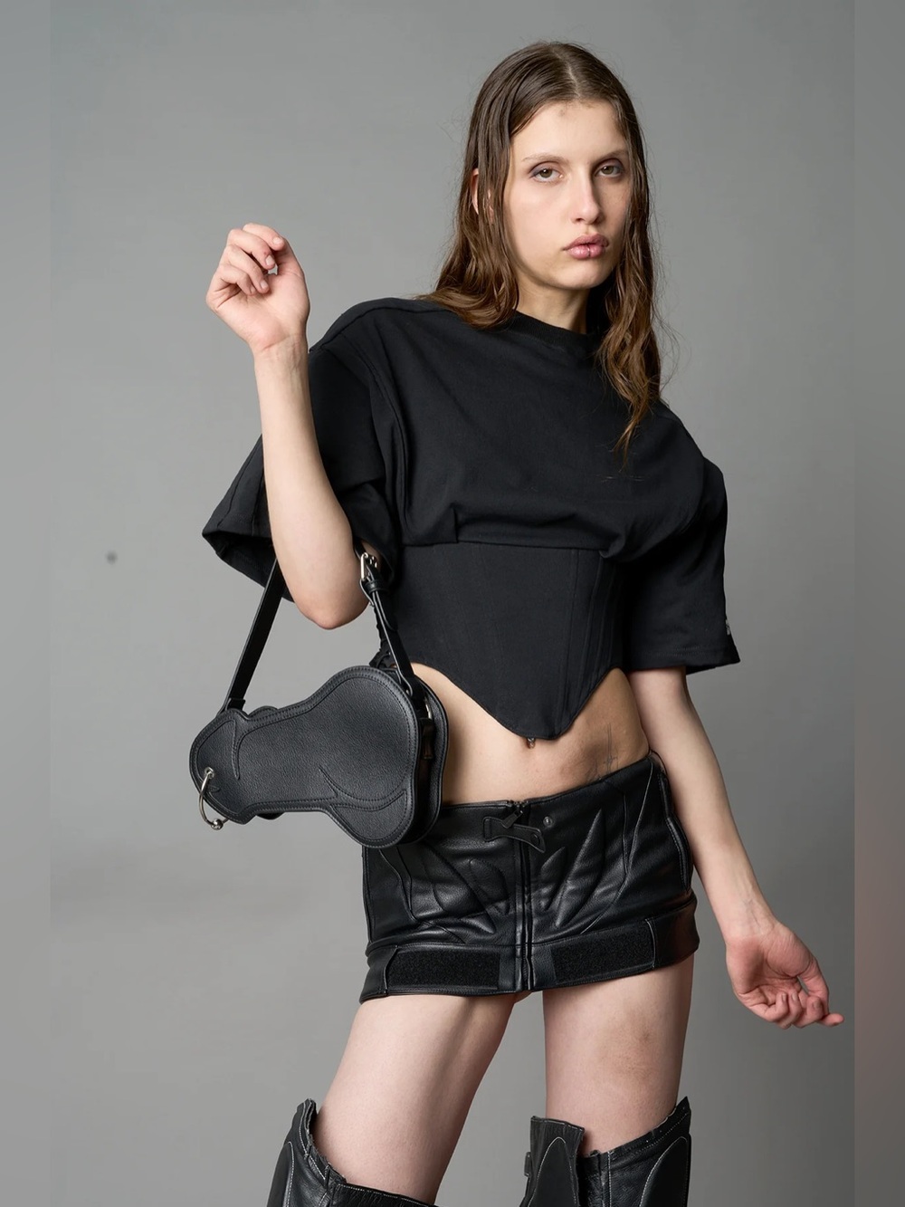 NAMILIA - Prince Albert Bag in Black and Silver Hardware - Picture 2 of 12